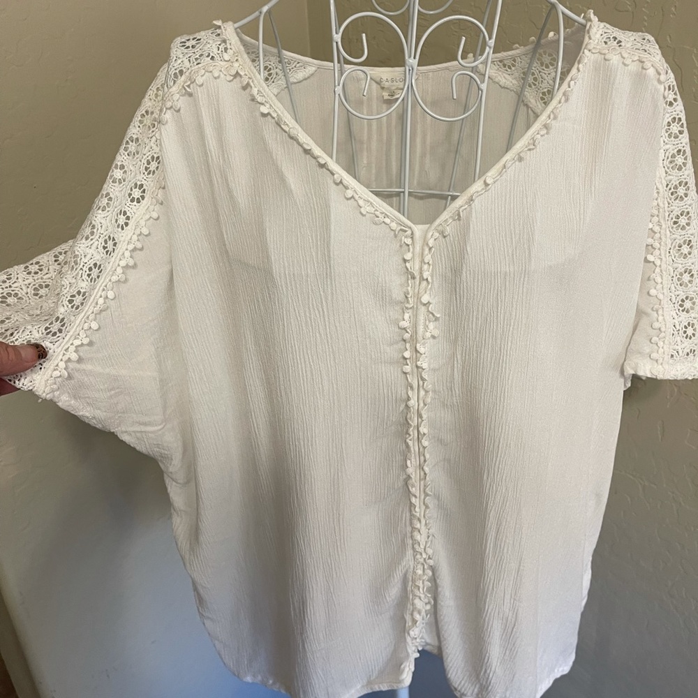 Caslon Off White Blouse BoHo style NWOT